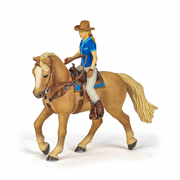 Papo figurina set cowgirl vacarita pe cal usa