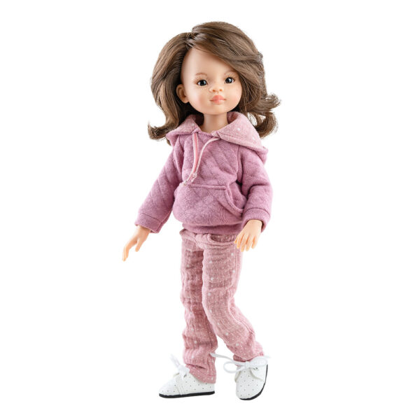 Papusa liu 32 cm, 10 articulatii,in tinuta dusty pink, amigas - paola reina