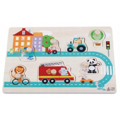 Puzzle din lemn cu 7 elemente sun baby 061 street