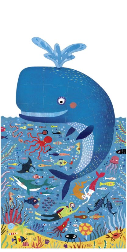 Puzzle londji balena albastra in ocean