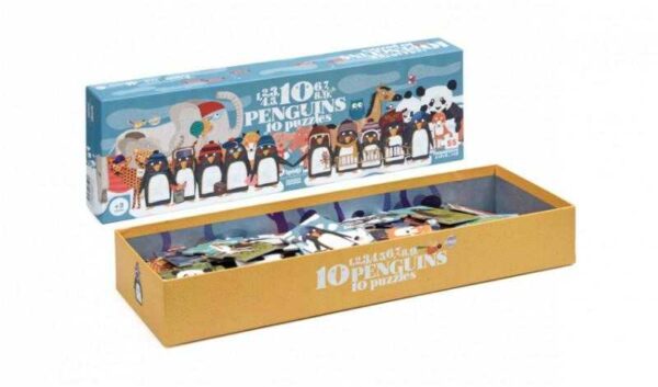 Puzzle progresiv 1 2 3 10 pinguini londji