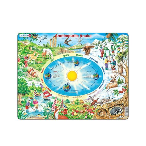 Puzzle maxi Anotimpurile, orientare tip vedere, 44 de piese, Larsen, romana