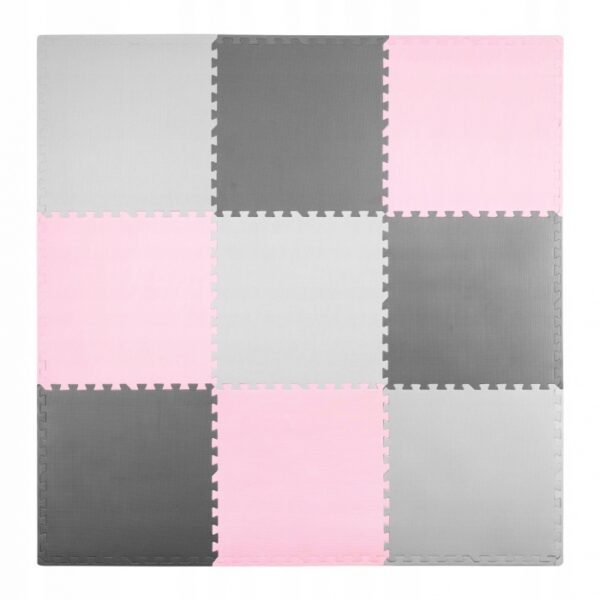 Salteluta de joaca tip puzzle 180 x 180 cm ricokids 7498 roz gri