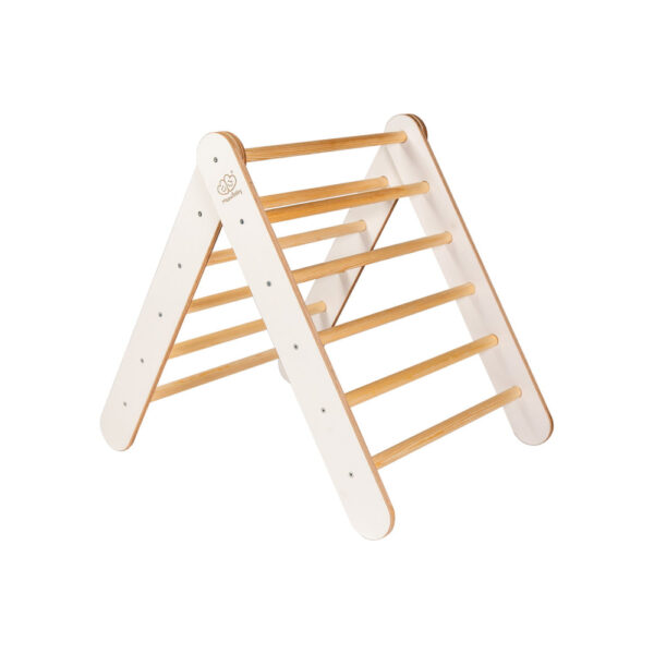 Scara din lemn pentru copii triunghi de catarare tip Pikler Montessori alb MeowBaby - imagine 8