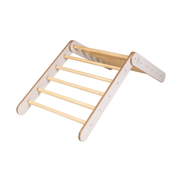 Scara din lemn pentru copii triunghi de catarare tip Pikler Montessori alb MeowBaby - imagine 2