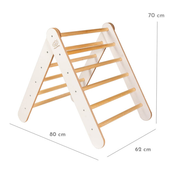 Scara din lemn pentru copii triunghi de catarare tip Pikler Montessori alb MeowBaby - imagine 4