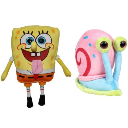 Set 2 jucarii din plus spongebob 16 cm si gary 15 5 cm 1