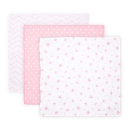 Set 3 scutece din muselin 80x80 cm trio pink