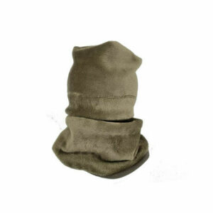 Set caciula cu protectie gat fleece kaki pentru copii 6-18 luni, din bumbac