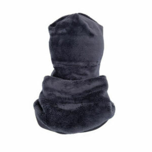 Set caciula cu protectie gat fleece navy pentru copii 3-6 luni, din bumbac