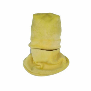 Set caciula cu protectie gat nou nascut fleece galben, din bumbac