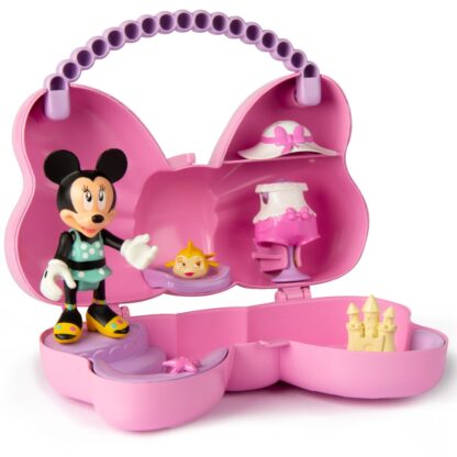 Set de joaca fundita cu figurine si accesorii disney minnie mickey roz deschis