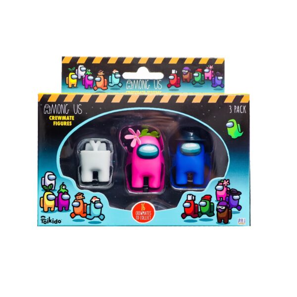 Set figurine blister, among us, alb mov albastru, 3 buc