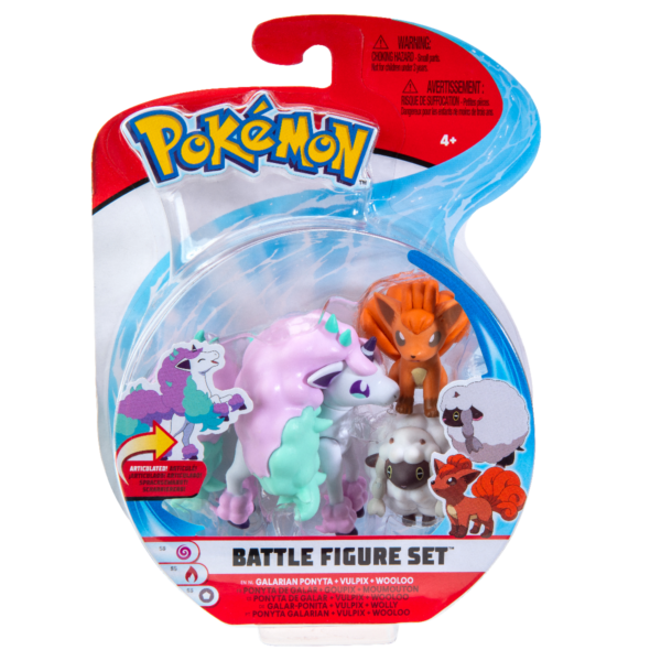 Set figurine blister, pokemon, galarian ponyta & vulpix & wooloo, 3buc