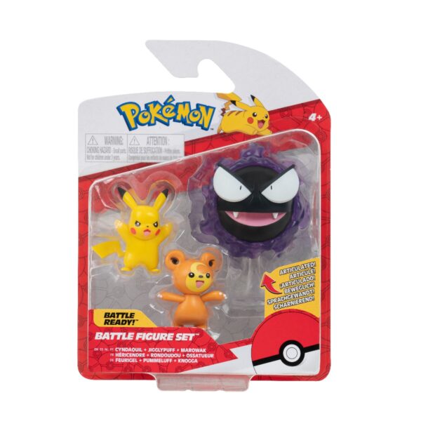 Set figurine de actiune, pokemon, teddiursa & pikachu & ghastly, 3buc