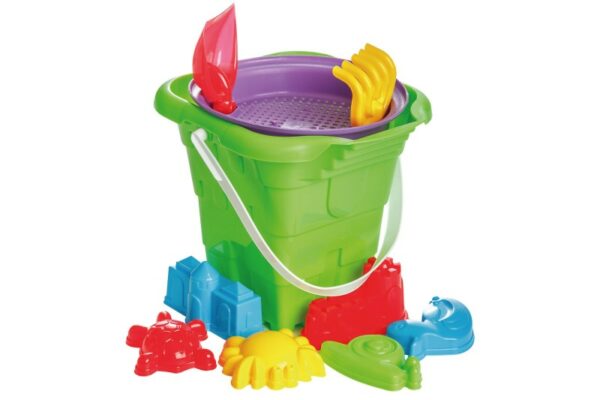 Set jucarie castel pentru nisip, grebla, lopatica si diverse accesorii pentru copii multicolor