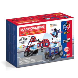 Set magnetic de construit- magformers, masini de interventie
