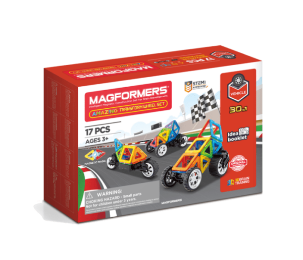 Set magnetic de construit- magformers vehicule, 17 piese