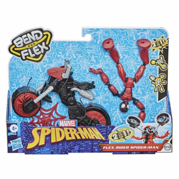 Spiderman figurina flexibila cu motocicleta