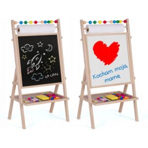 Tabla educationala cu doua fete si accesorii ricokids rk-802, 78 x 44 x 29 cm, natur