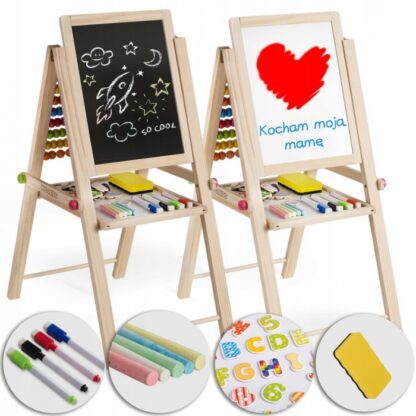 Tabla educationala cu doua fete si accesorii ricokids rk 803 66 x 45 x 32 cm natur