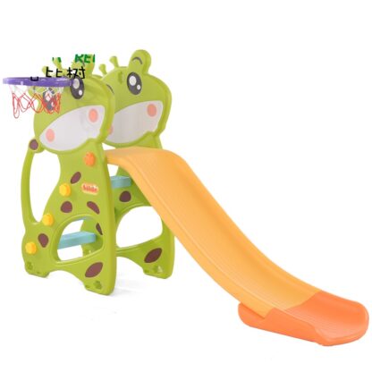 Tobogan 2in1 cu inaltime reglabila si cos de baschet Nichiduta Garden Giraffe Verde 322435 1