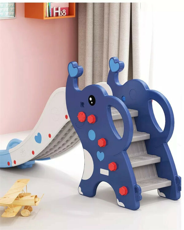 Tobogan Nichiduta 2 in 1 cu cos de baschet Elephant Albastru - imagine 7