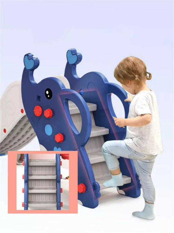 Tobogan Nichiduta 2 in 1 cu cos de baschet Elephant Albastru - imagine 8