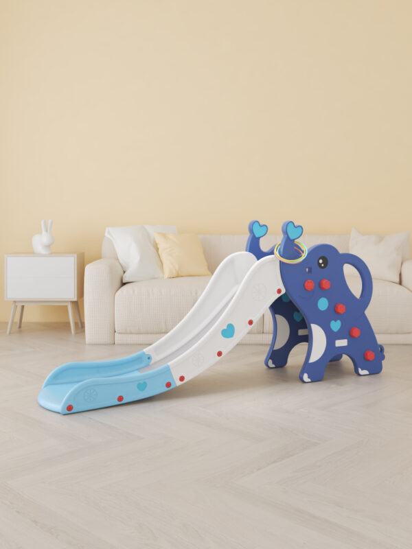Tobogan Nichiduta 2 in 1 cu cos de baschet Elephant Albastru - imagine 2