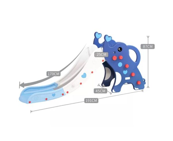 Tobogan Nichiduta 2 in 1 cu cos de baschet Elephant Albastru - imagine 6