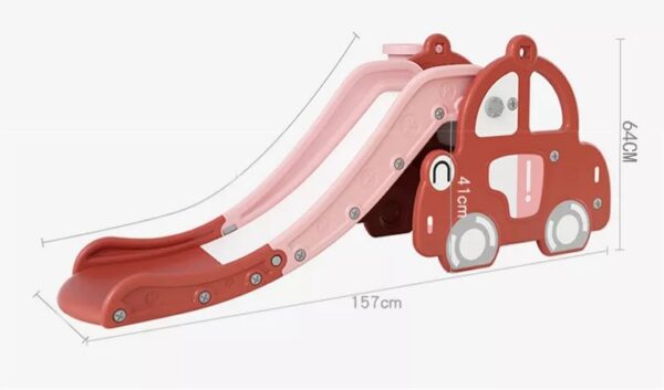 Tobogan Nichiduta 2in1 cu cos de baschet Happy Car Roz