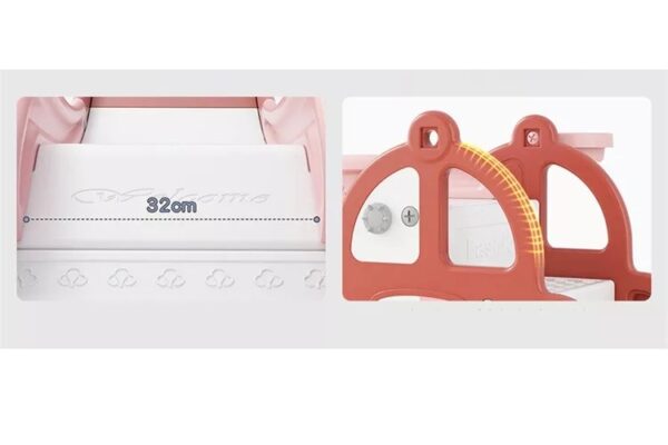 Tobogan Nichiduta 2in1 cu cos de baschet Happy Car Roz - imagine 2