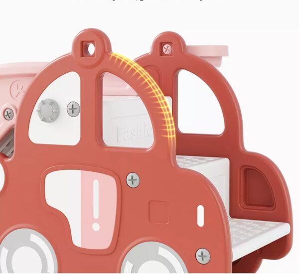 Tobogan Nichiduta 2in1 cu cos de baschet Happy Car Roz - imagine 3