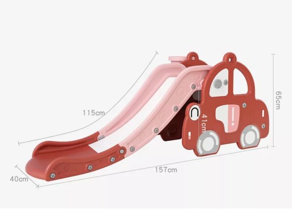 Tobogan Nichiduta 2in1 cu cos de baschet Happy Car Roz - imagine 4