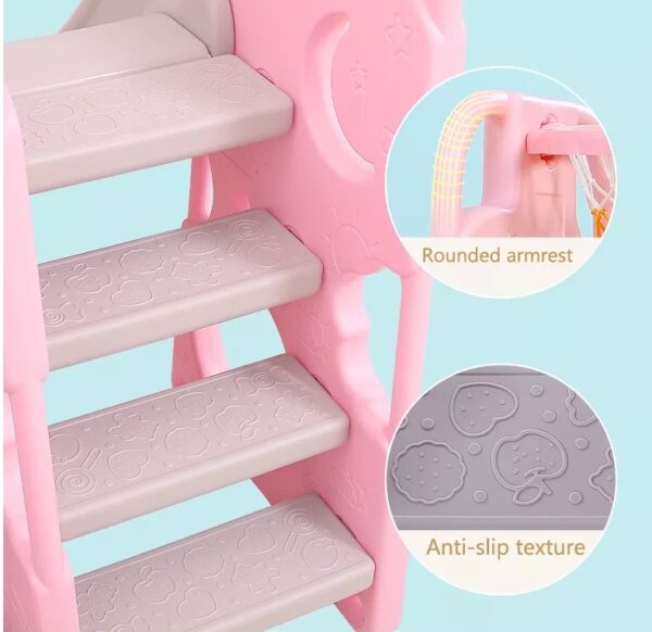Tobogan Nichiduta 2in1 cu cos de baschet Moon and Stars Roz - imagine 2