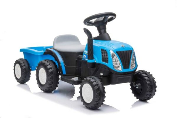 Tractor electric cu remorca pentru copii albastru leantoys 9331