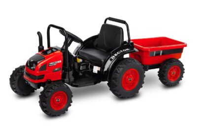 Tractor electric cu remorca si telecomanda toyz hector 12v rosu