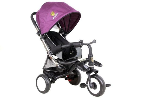 Tricicleta cu pedale pentru copii, cu copertina mov, leantoys, 3808