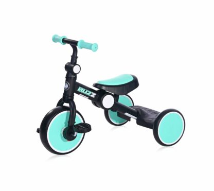 Tricicleta pentru copii buzz complet pliabila black turquoise scaled