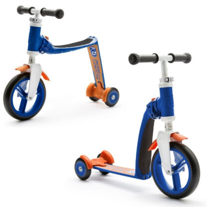 Trotineta copii 1 4 ani transformabila 2in1 highwaybaby albastru portocaliu scoot and ride