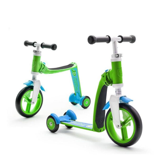 Trotineta copii 1-4 ani, transformabila 2in1, highwaybaby+ verde albastru, scoot and ride