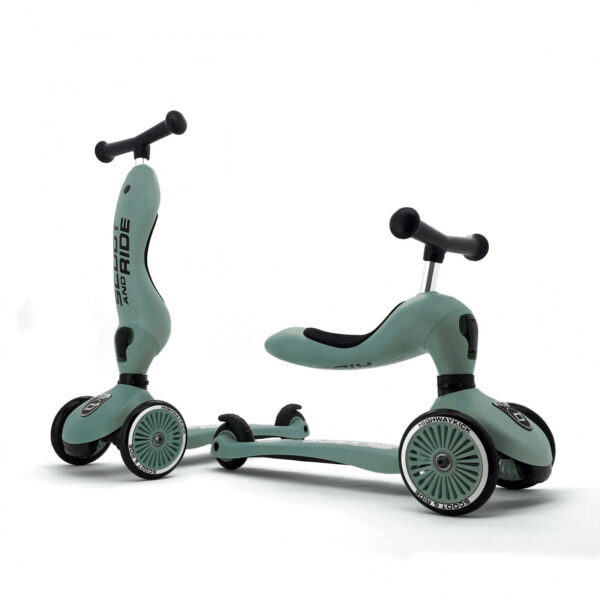 Trotineta copii cu sezut, transformabila 2in1, highwaykick 1 forest, 1-5 ani, pana la 50 kg, scoot ride