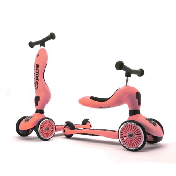 Trotineta copii cu sezut, transformabila 2in1, highwaykick 1 peach, 1-5 ani, pana la 50 kg, scoot ride
