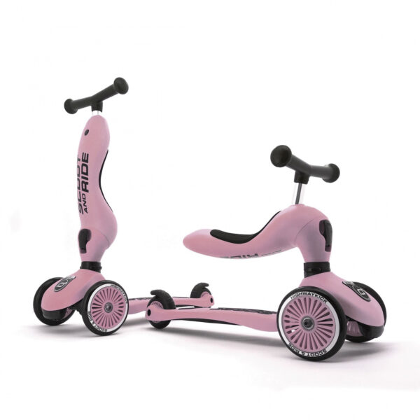 Trotineta copii cu sezut, transformabila 2in1, highwaykick 1 rose, 1-5 ani, pana la 50 kg, scoot ride