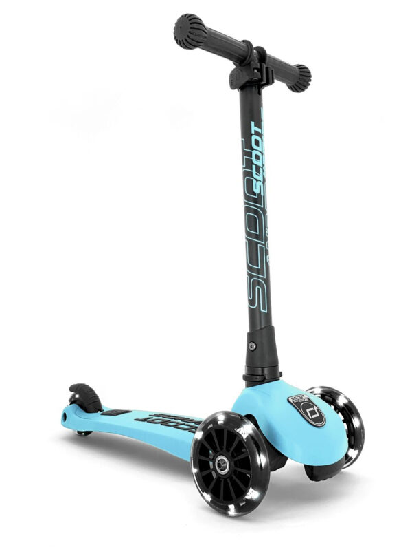 Trotineta copii pliabila, reglabila, roti luminoase, highwaykick 3 led blueberry, 3-6 ani, pana la 50 kg, scoot ride