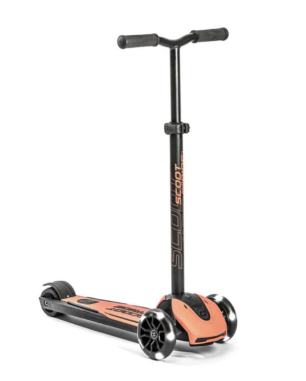 Trotineta copii pliabila, reglabila, roti luminoase, highwaykick 5 led peach, 5 ani +, pana la 80 kg, scoot ride