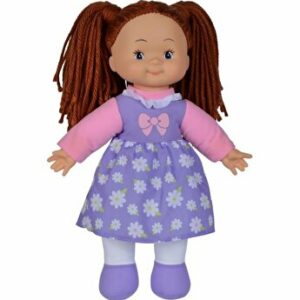 Papusa Flower Dolly din materialul textil 38cm cu parul castaniu