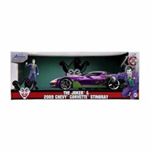 Masinuta metalica Chevy Corvette Stingray 2009 si figurina Joker, scara 1:24