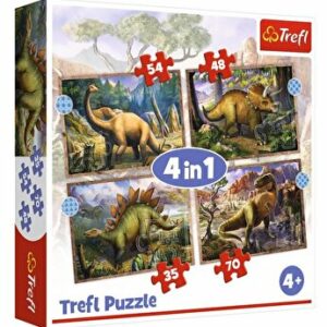 Puzzle 4 in 1 - Dinozaurii interesanti, 207 piese