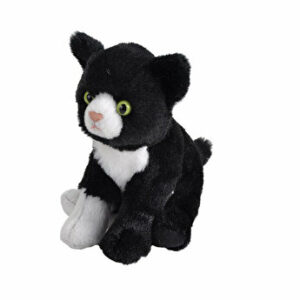 Jucarie plus Wild Republic - Pisica alb cu negru, 13 cm